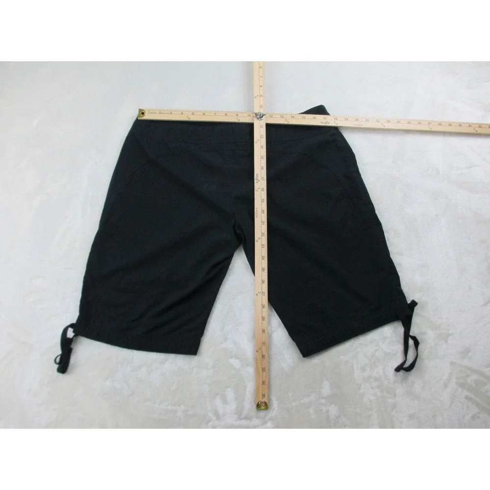 Nike Shorts Womens Large‎ Black Bermuda Spell Out Logo Swoosh Casual Ladies*